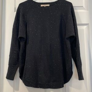 LOFT SP Navy with white specs Crewneck Sweater with Rounded Hem